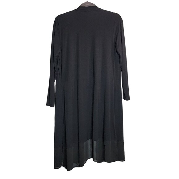 Logo Lori Goldstein Long Black Open Front Cardigan Chiffon Hem & Long Sleeves SP - Picture 7 of 7